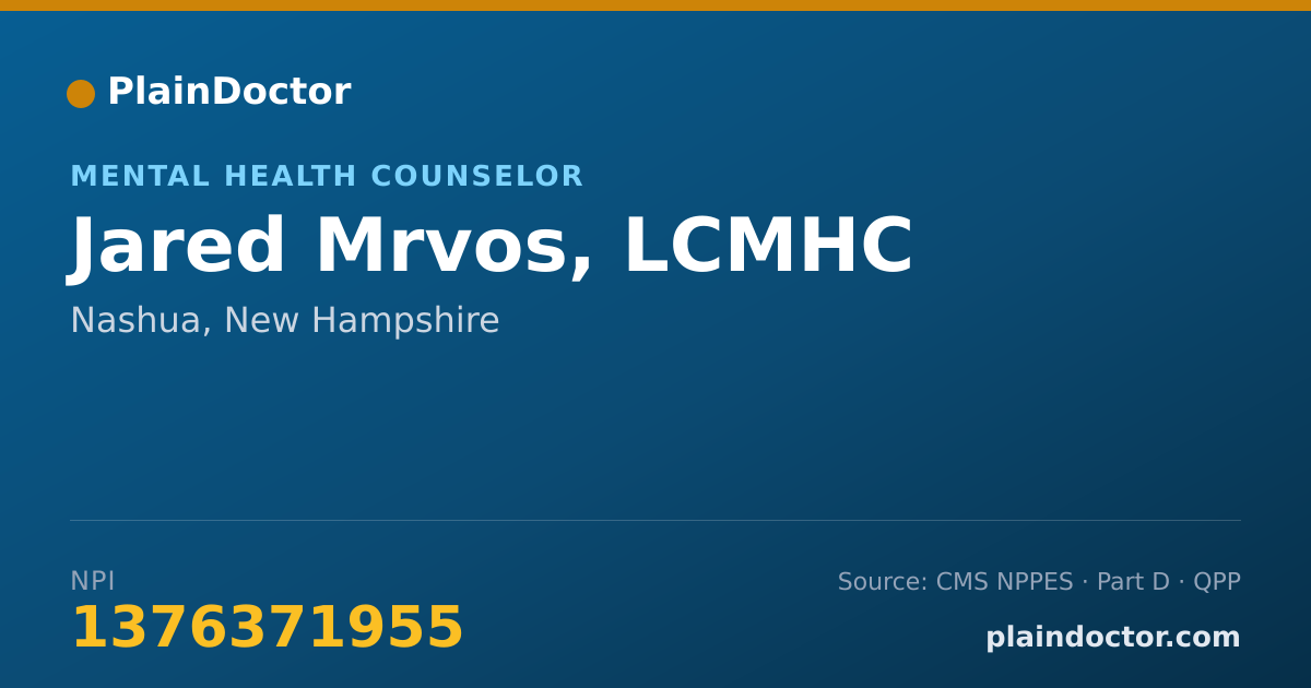 Shareable card for Jared Mrvos, LCMHC - Mental Health Counselor, Nashua, NH