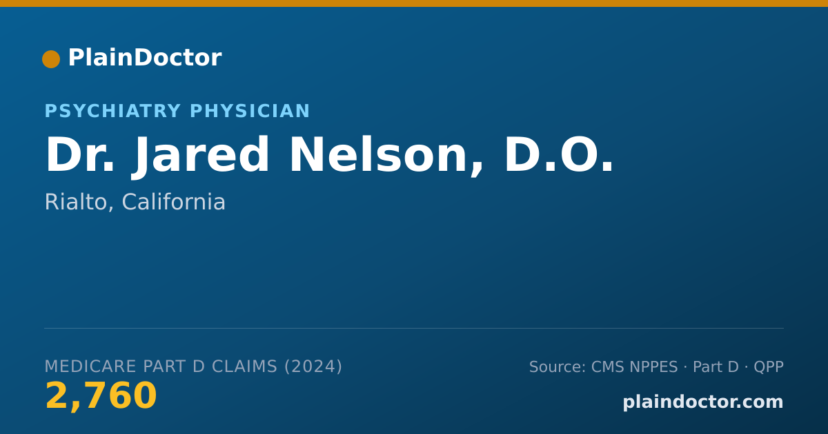 Shareable card for Jared Nelson, D.O. - Psychiatry Physician, Rialto, CA
