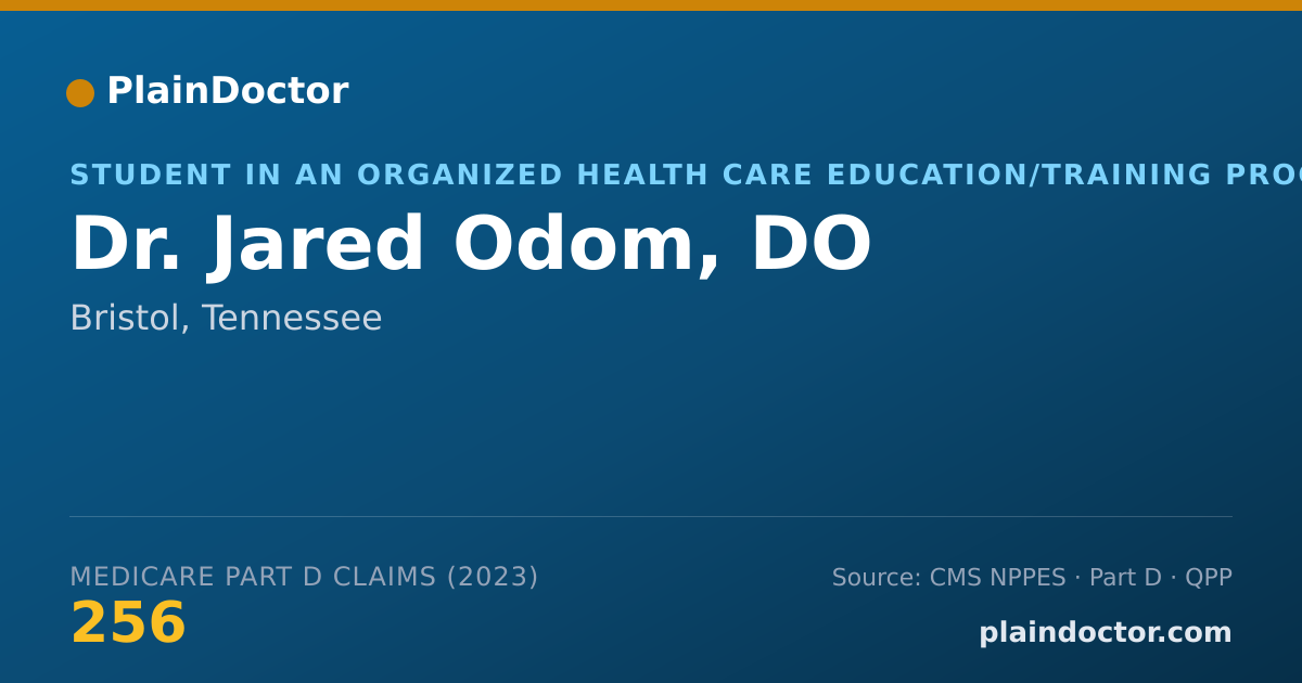 Shareable card for Jared Odom, DO - Student in an Organized Health Care Education/Training Program, Bristol, TN