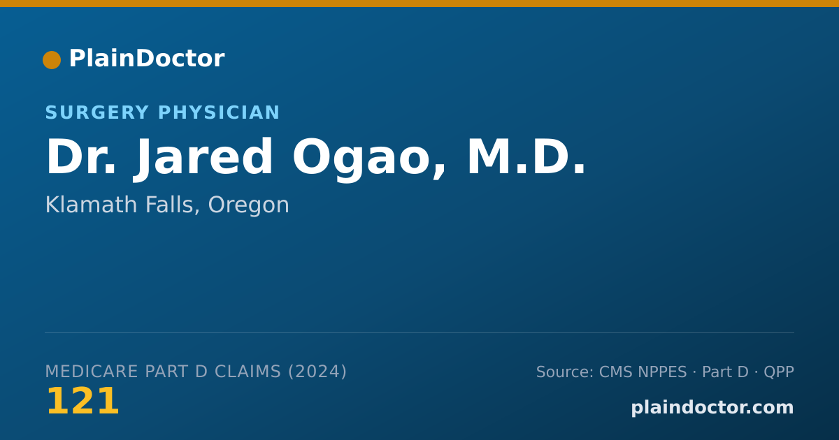 Shareable card for Jared Ogao, M.D. - Trauma Surgery Physician, Klamath Falls, OR