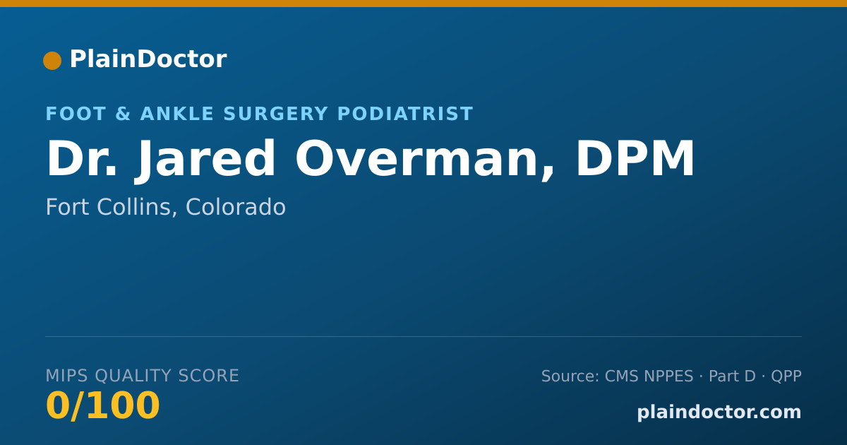 Shareable card for Jared Overman, DPM - Foot & Ankle Surgery Podiatrist, Fort Collins, CO