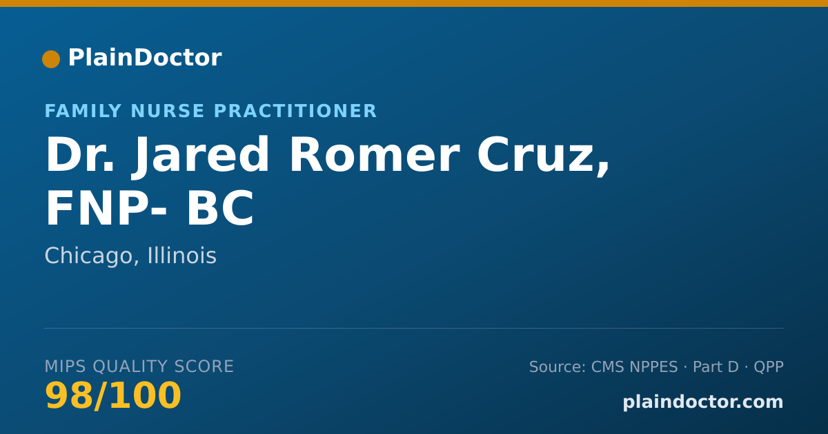 Shareable card for Jared Romer Cruz, FNP- BC - Family Nurse Practitioner, Chicago, IL