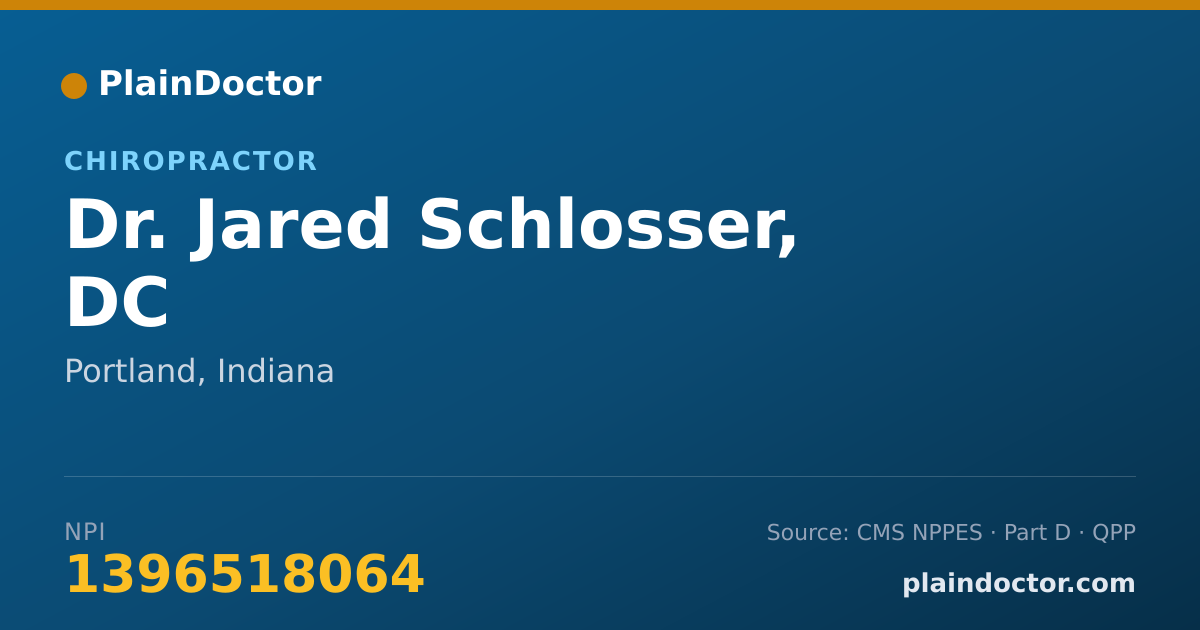 Shareable card for Jared Schlosser, DC - Chiropractor, Portland, IN