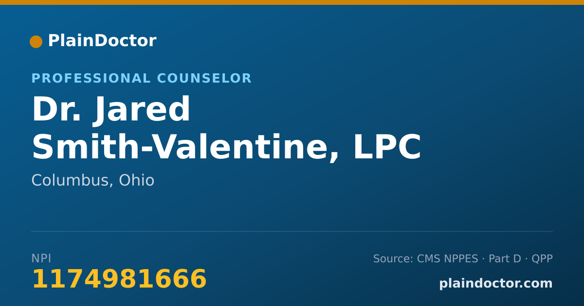 Shareable card for Jared Smith-Valentine, LPC - Professional Counselor, Columbus, OH
