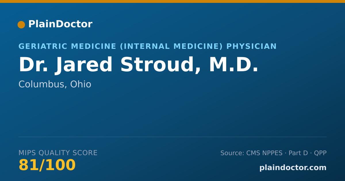 Shareable card for Jared Stroud, M.D. - Geriatric Medicine (Internal Medicine) Physician, Columbus, OH