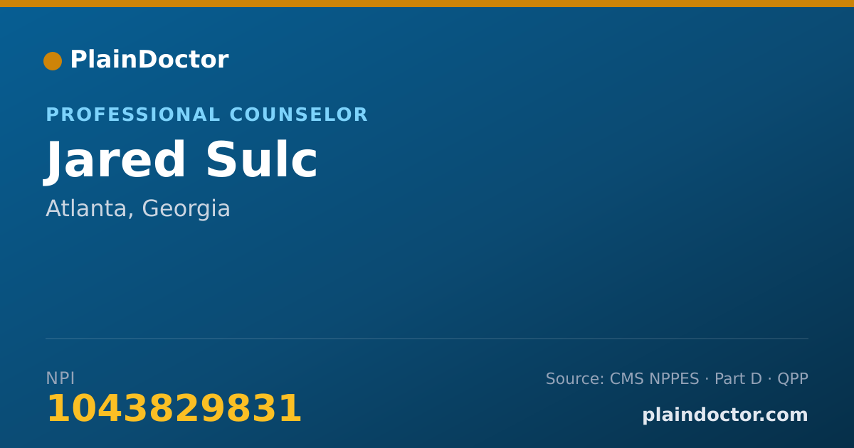 Shareable card for Jared Sulc - Professional Counselor, Atlanta, GA