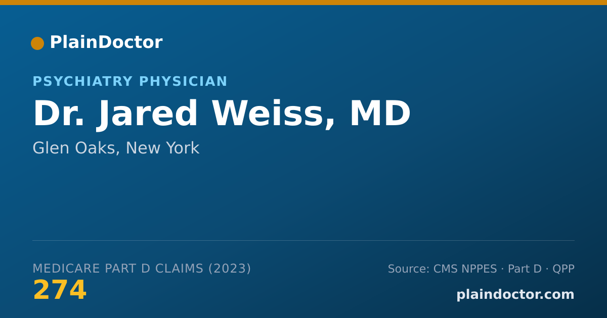 Shareable card for Jared Weiss, MD - Psychiatry Physician, Glen Oaks, NY
