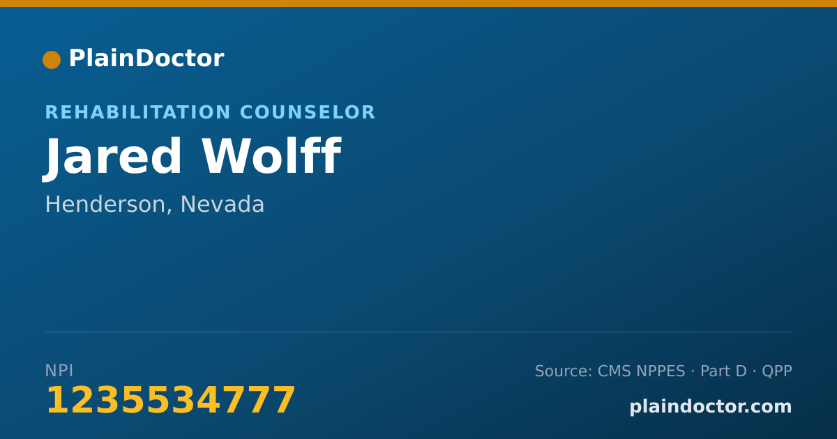 Shareable card for Jared Wolff - Rehabilitation Counselor, Henderson, NV