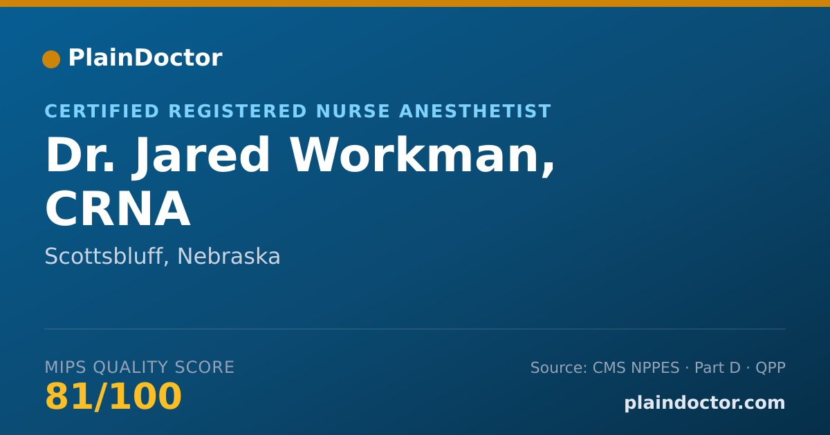 Shareable card for Jared Workman, CRNA - Certified Registered Nurse Anesthetist, Scottsbluff, NE