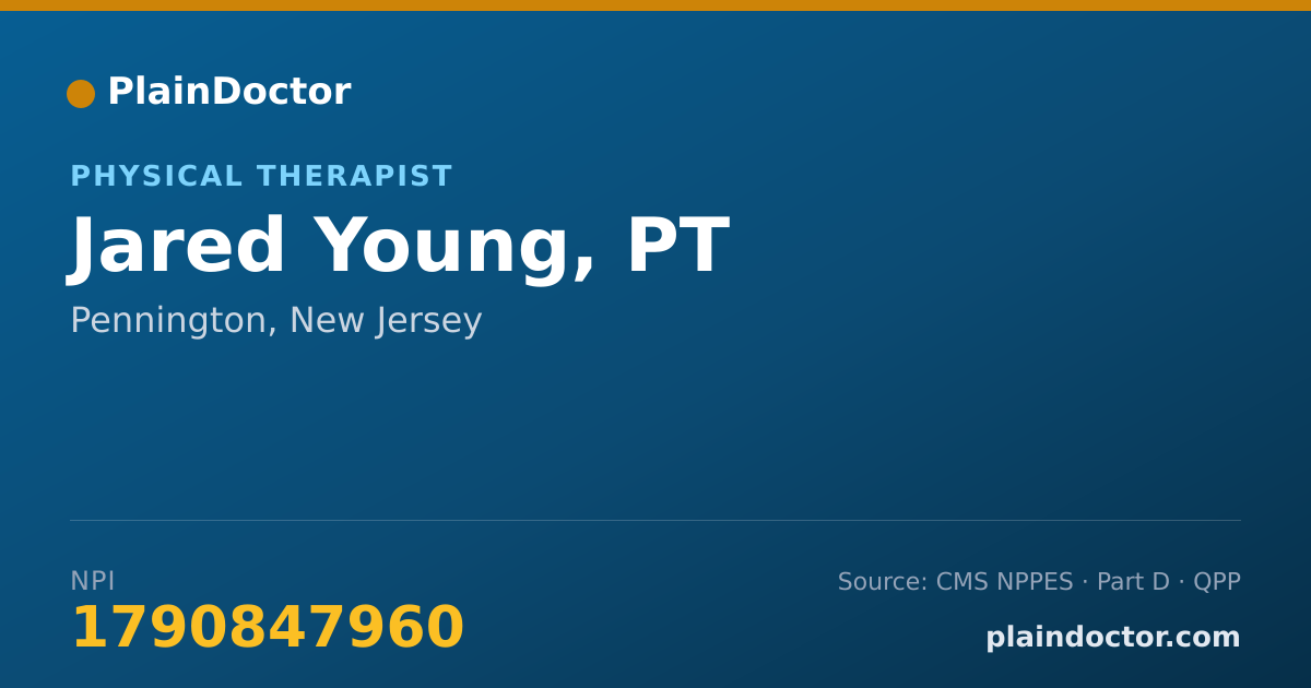 Shareable card for Jared Young, PT - Physical Therapist, Pennington, NJ