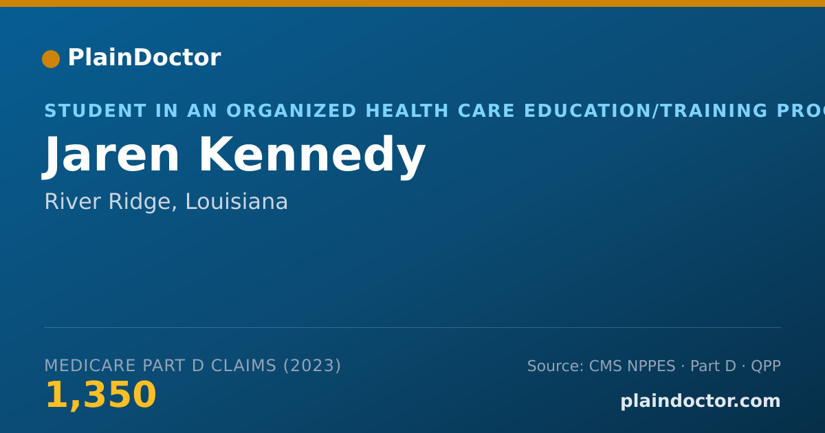 Shareable card for Jaren Kennedy - Student in an Organized Health Care Education/Training Program, River Ridge, LA