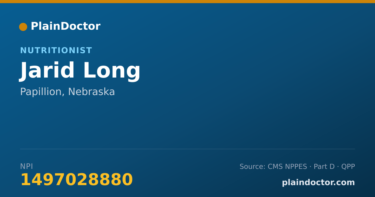 Shareable card for Jarid Long - Nutritionist, Papillion, NE