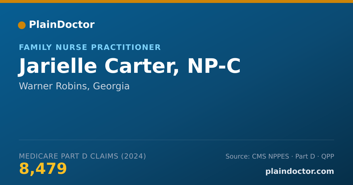 Shareable card for Jarielle Carter, NP-C - Family Nurse Practitioner, Warner Robins, GA