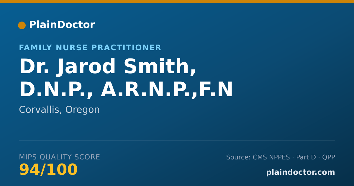 Shareable card for Jarod Smith, D.N.P., A.R.N.P.,F.N - Family Nurse Practitioner, Corvallis, OR