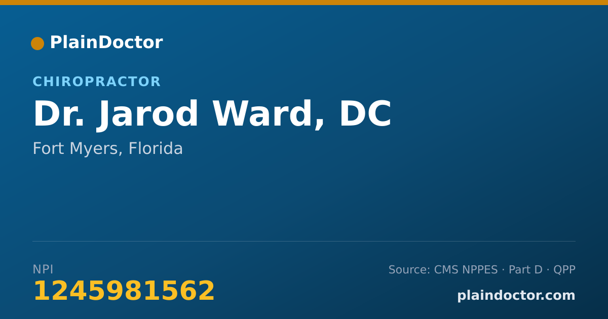 Shareable card for Jarod Ward, DC - Chiropractor, Fort Myers, FL