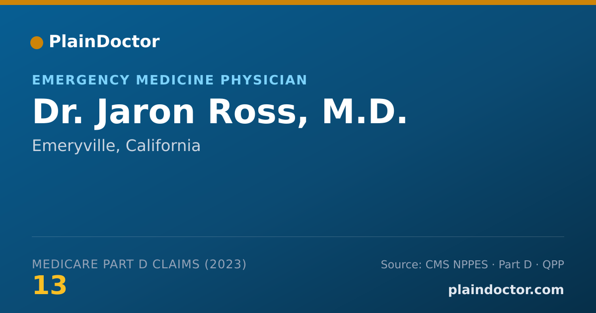 Shareable card for Jaron Ross, M.D. - Emergency Medicine Physician, Emeryville, CA