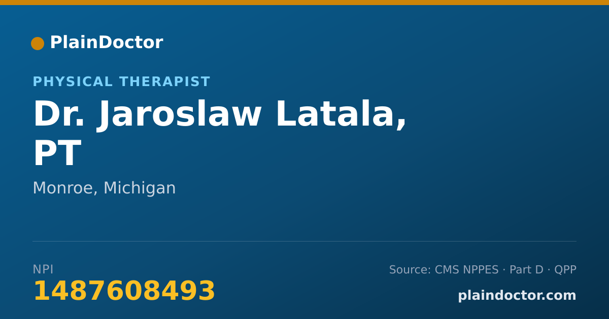 Shareable card for Jaroslaw Latala, PT - Physical Therapist, Monroe, MI