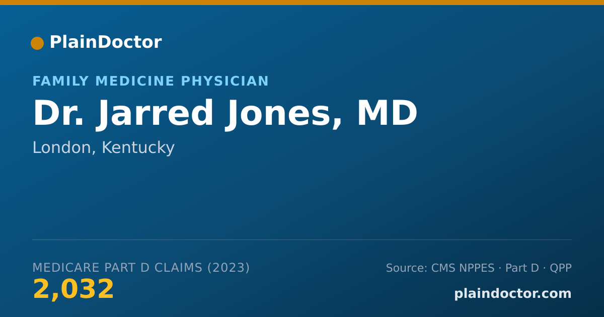 Shareable card for Jarred Jones, MD - Family Medicine Physician, London, KY