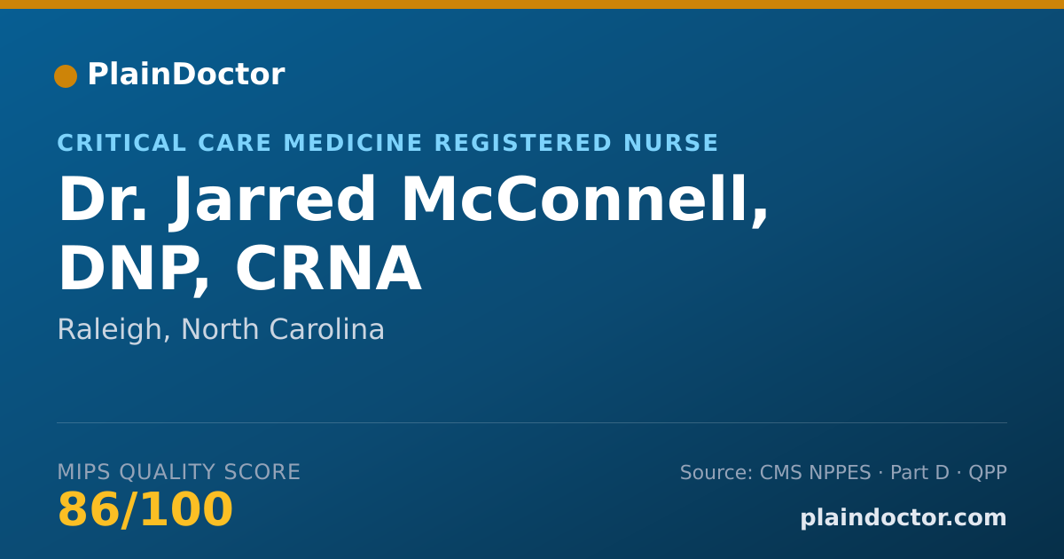 Shareable card for Jarred McConnell, DNP, CRNA - Critical Care Medicine Registered Nurse, Raleigh, NC