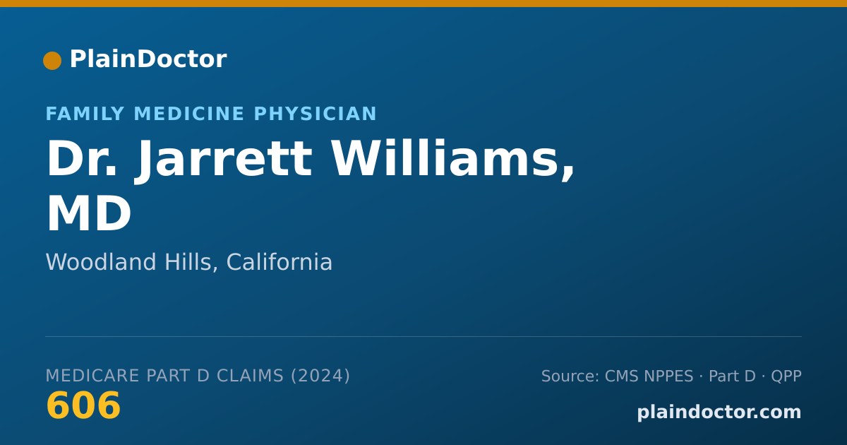 Shareable card for Jarrett Williams, MD - Family Medicine Physician, Woodland Hills, CA
