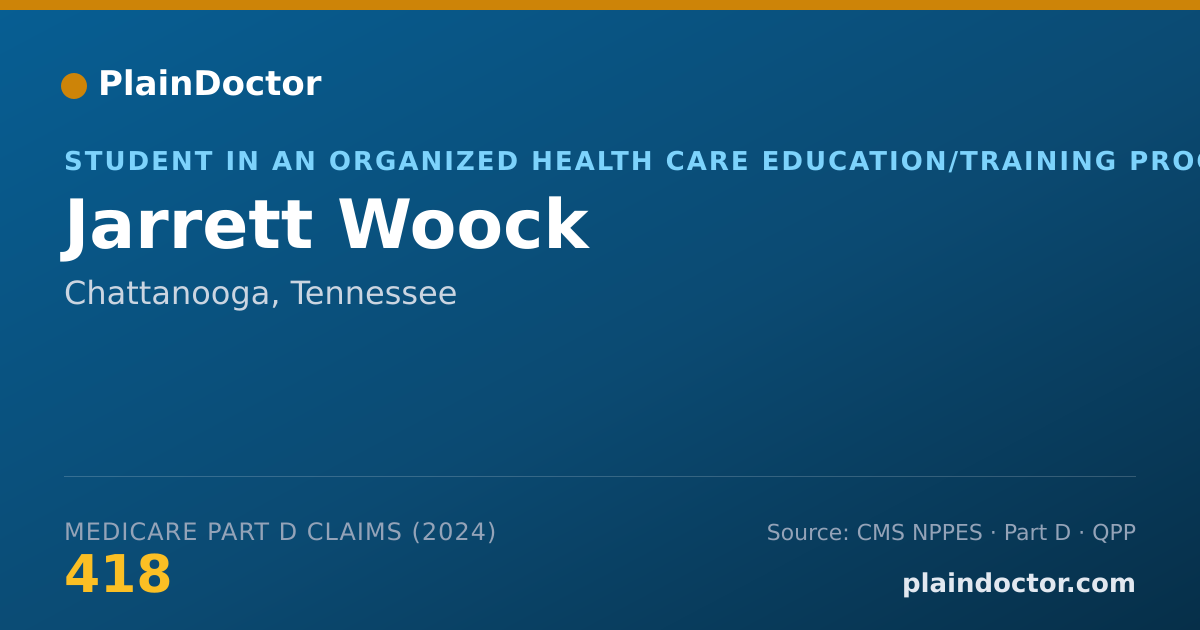 Shareable card for Jarrett Woock - Student in an Organized Health Care Education/Training Program, Chattanooga, TN