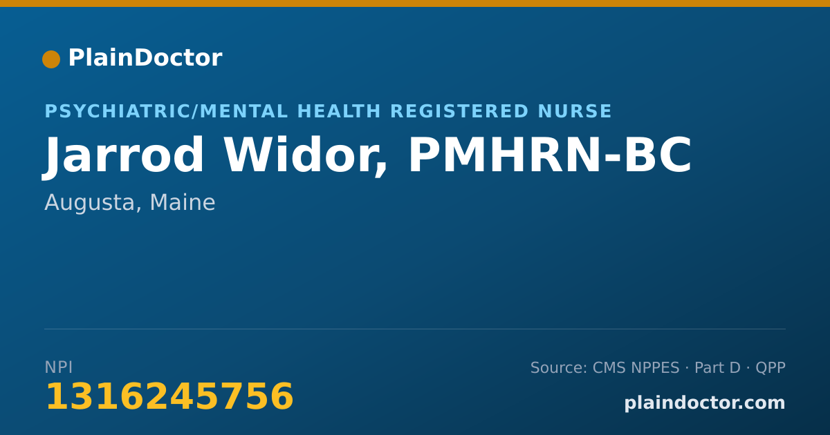 Shareable card for Jarrod Widor, PMHRN-BC - Psychiatric/Mental Health Registered Nurse, Augusta, ME