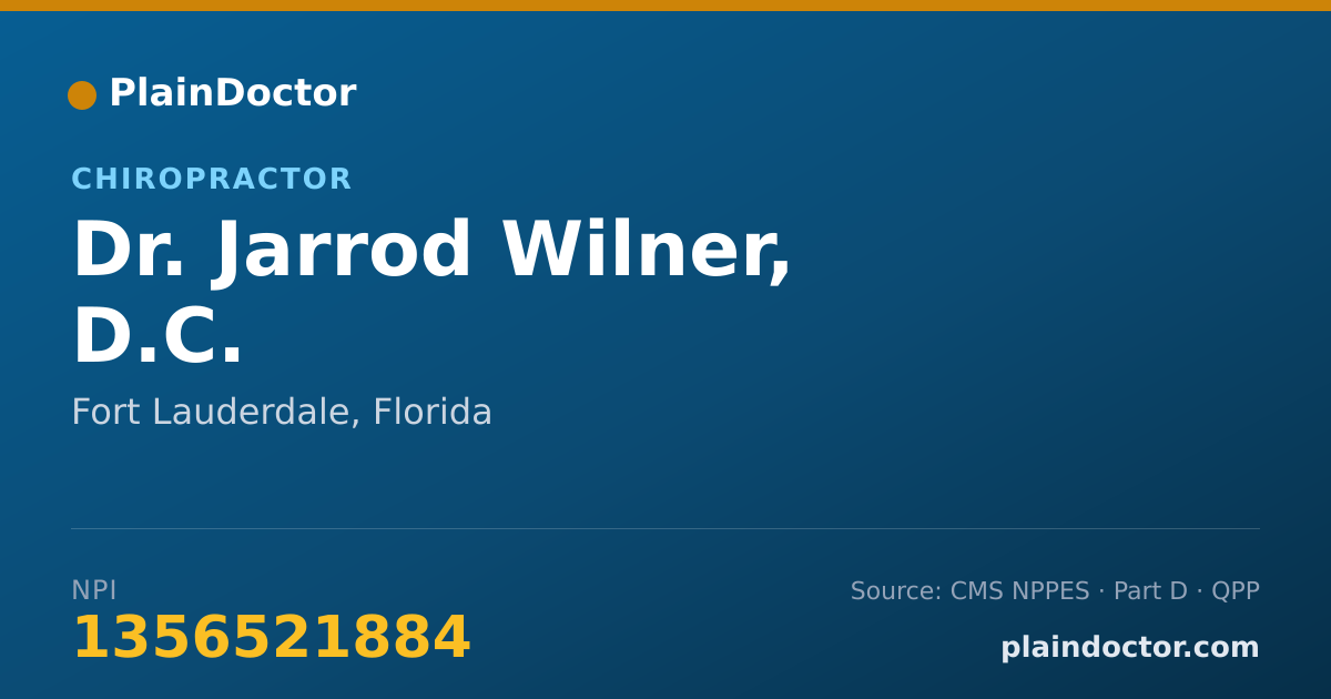 Shareable card for Jarrod Wilner, D.C. - Chiropractor, Fort Lauderdale, FL