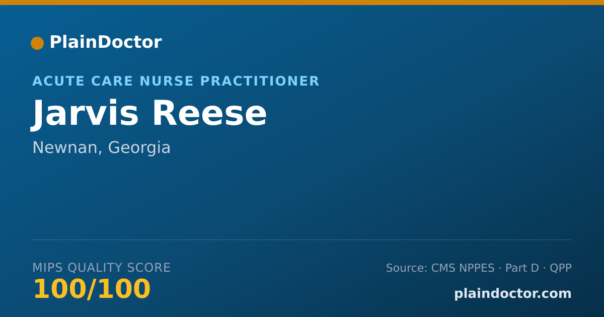 Shareable card for Jarvis Reese - Acute Care Nurse Practitioner, Newnan, GA