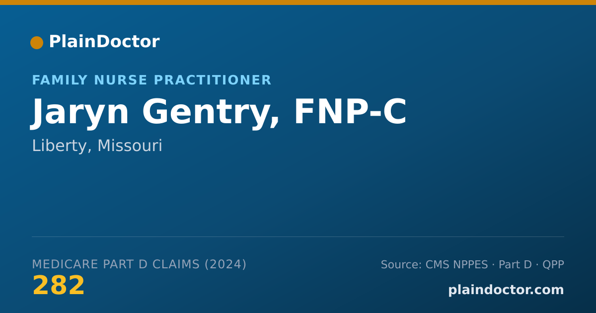 Shareable card for Jaryn Gentry, FNP-C - Family Nurse Practitioner, Liberty, MO