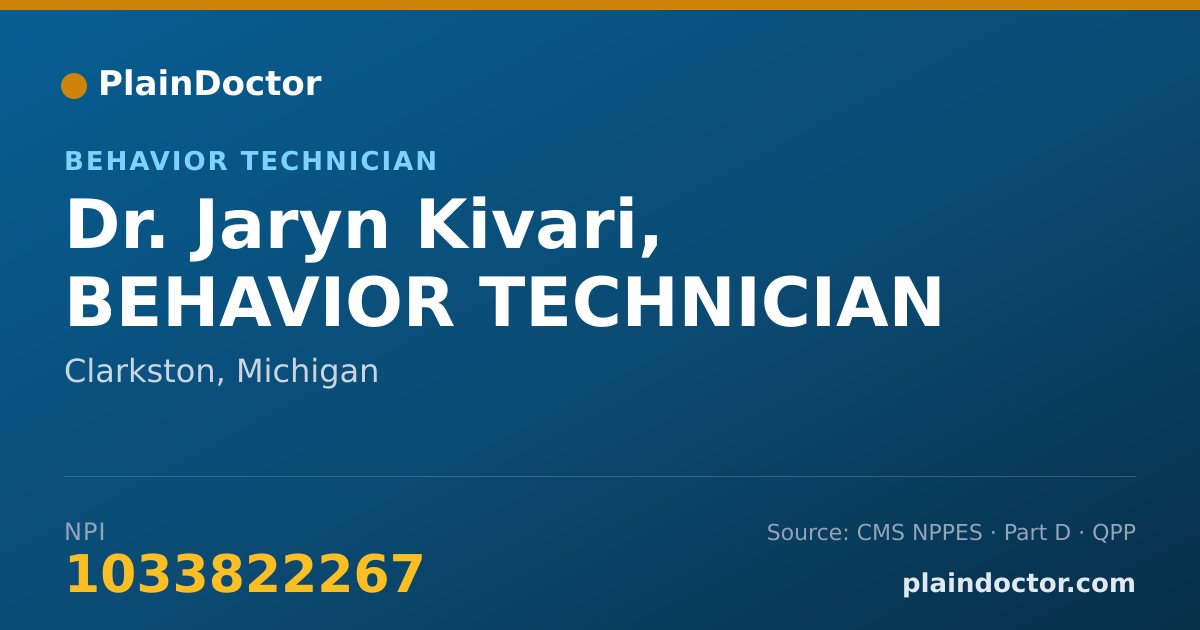 Shareable card for Jaryn Kivari, BEHAVIOR TECHNICIAN - Behavior Technician, Clarkston, MI