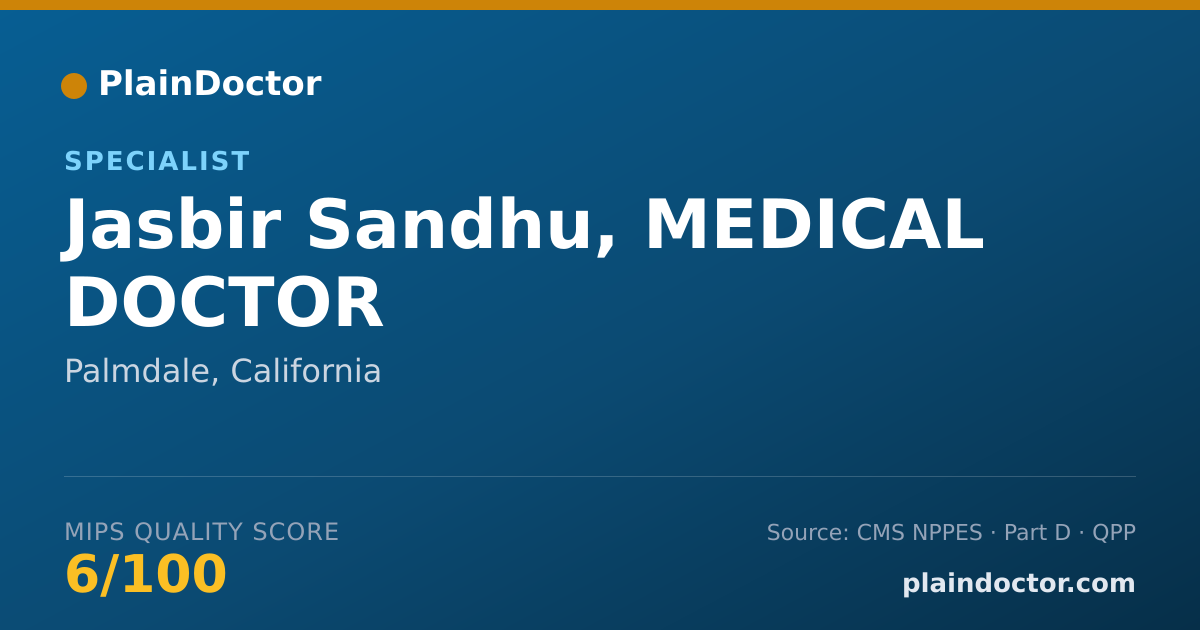 Shareable card for Jasbir Sandhu, MEDICAL DOCTOR - Specialist, Palmdale, CA