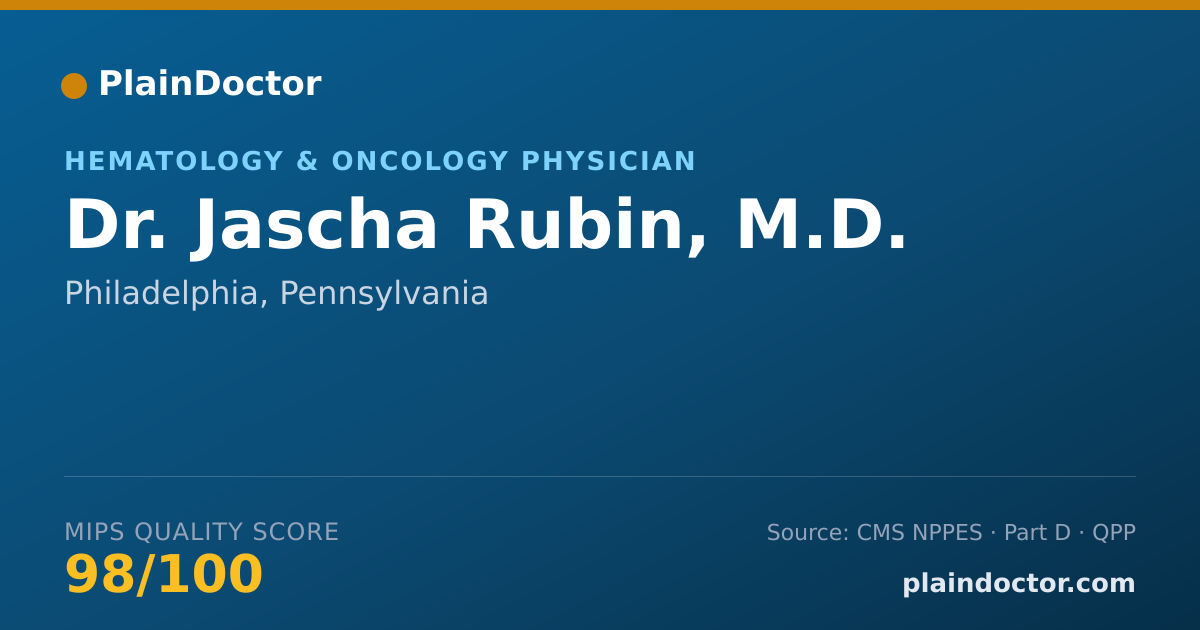 Shareable card for Jascha Rubin, M.D. - Hematology & Oncology Physician, Philadelphia, PA