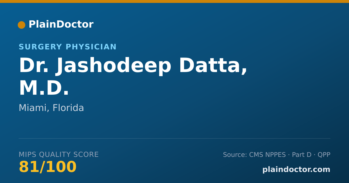 Shareable card for Jashodeep Datta, M.D. - Surgery Physician, Miami, FL