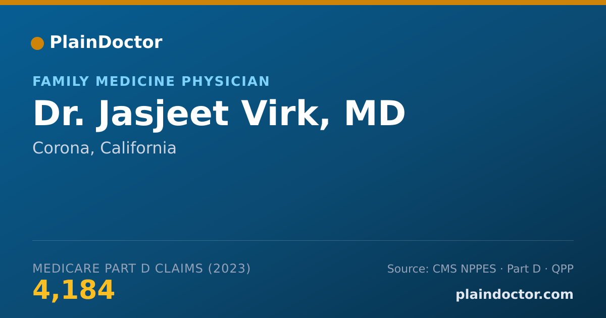 Shareable card for Jasjeet Virk, MD - Family Medicine Physician, Corona, CA