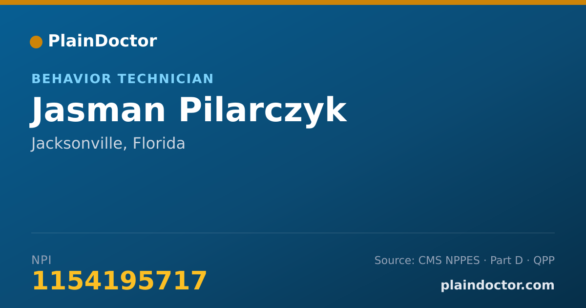 Shareable card for Jasman Pilarczyk - Behavior Technician, Jacksonville, FL