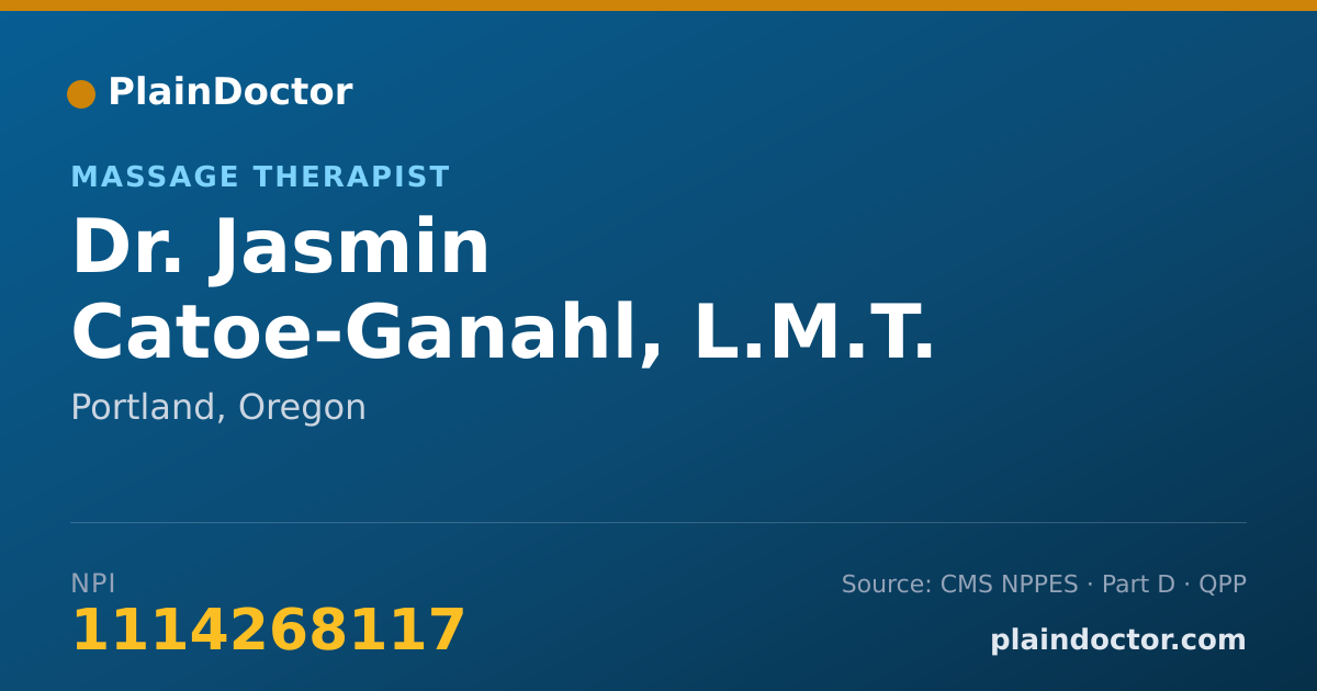 Shareable card for Jasmin Catoe-Ganahl, L.M.T. - Massage Therapist, Portland, OR