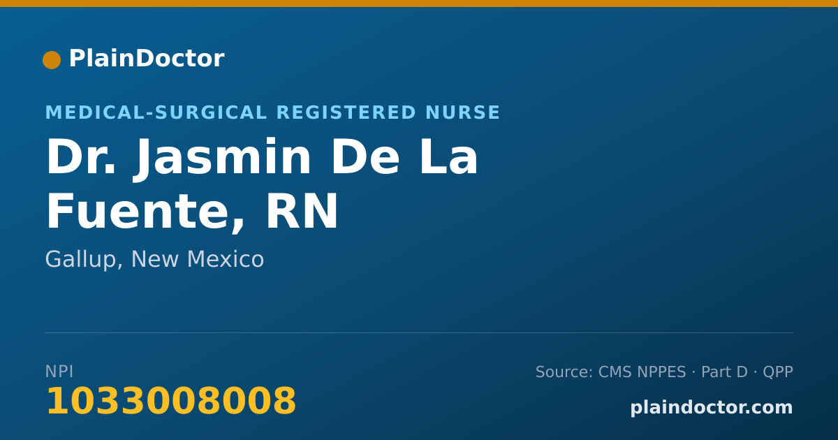 Shareable card for Jasmin De La Fuente, RN - Medical-Surgical Registered Nurse, Gallup, NM