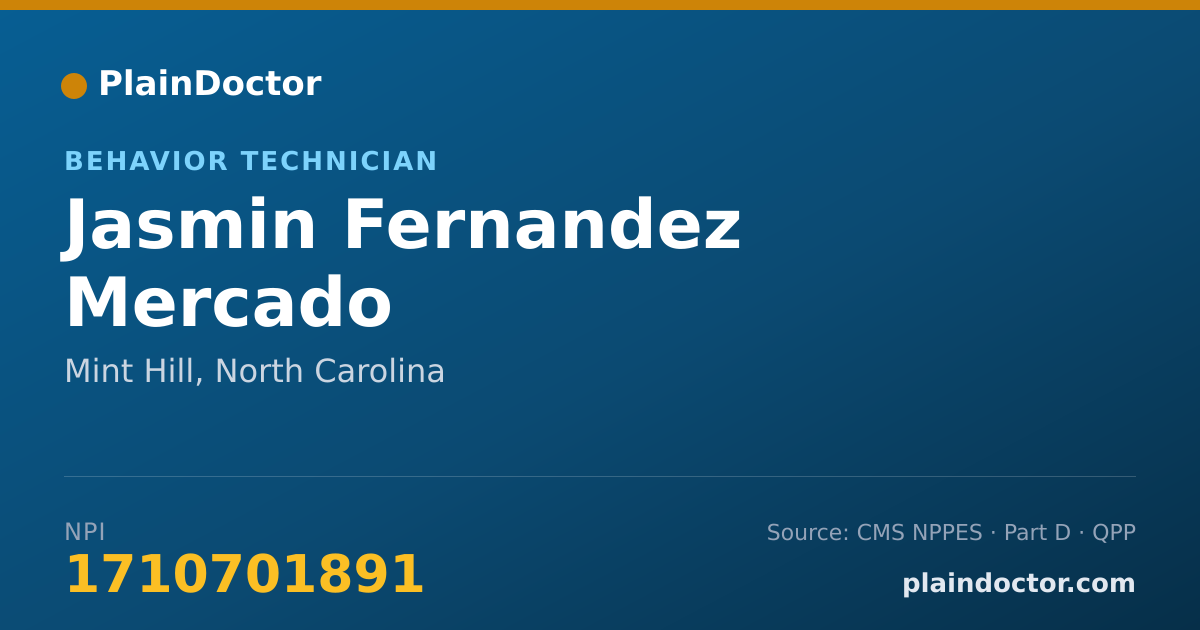 Shareable card for Jasmin Fernandez Mercado - Behavior Technician, Mint Hill, NC