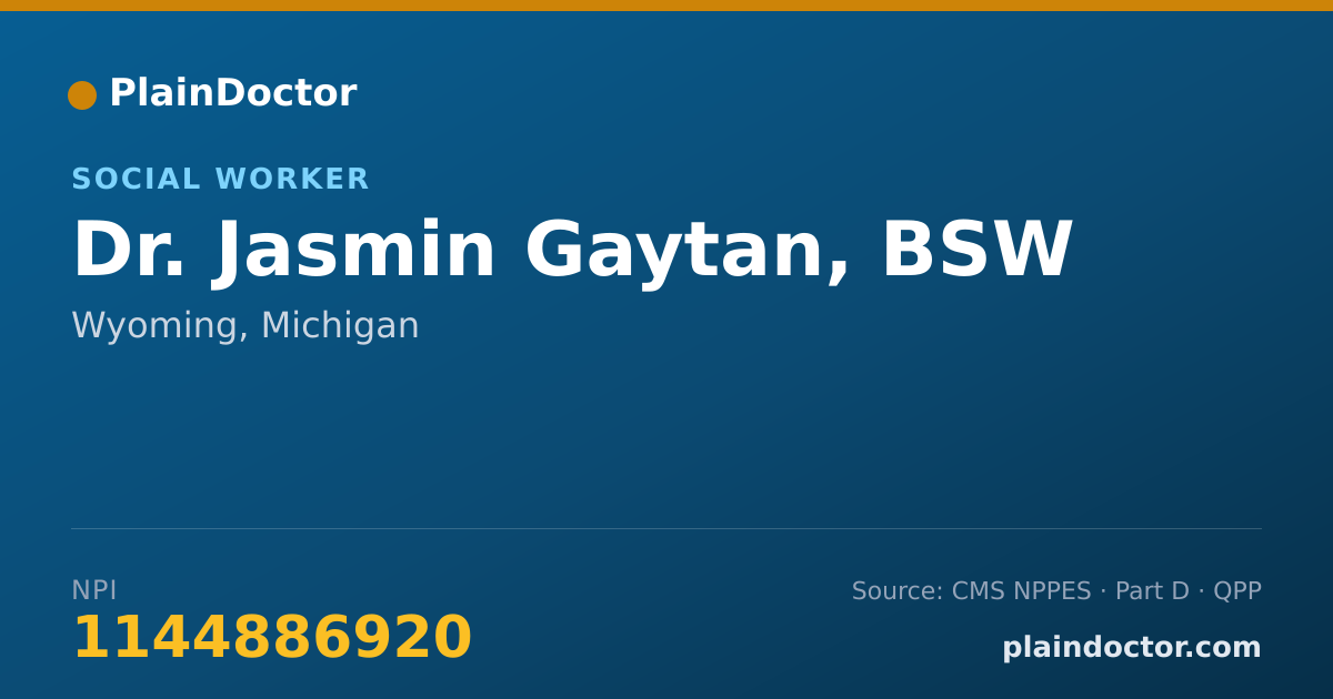 Shareable card for Jasmin Gaytan, BSW - Social Worker, Wyoming, MI