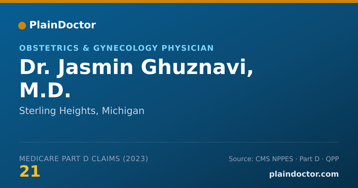 Shareable card for Jasmin Ghuznavi, M.D. - Obstetrics & Gynecology Physician, Sterling Heights, MI