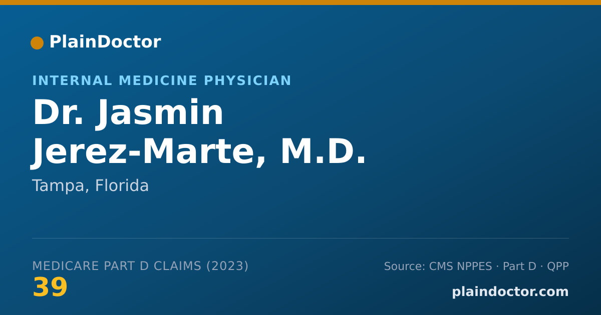Shareable card for Jasmin Jerez-Marte, M.D. - Internal Medicine Physician, Tampa, FL