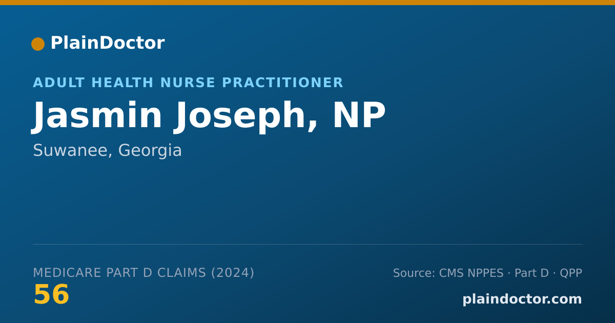 Shareable card for Jasmin Joseph, NP - Adult Health Nurse Practitioner, Suwanee, GA