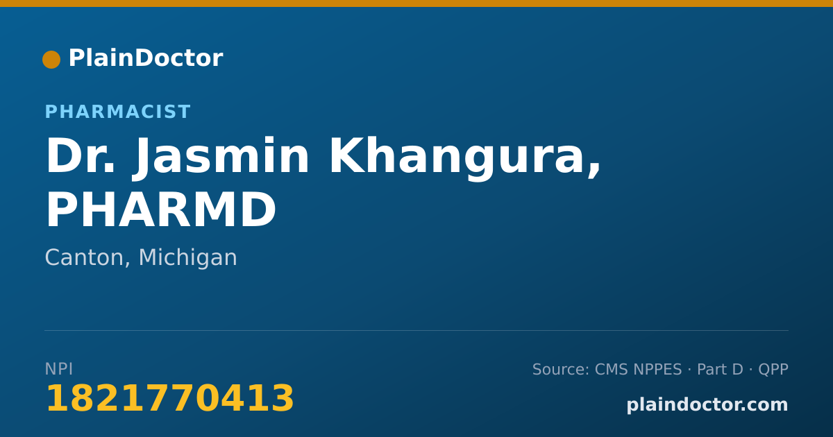 Shareable card for Jasmin Khangura, PHARMD - Pharmacist, Canton, MI