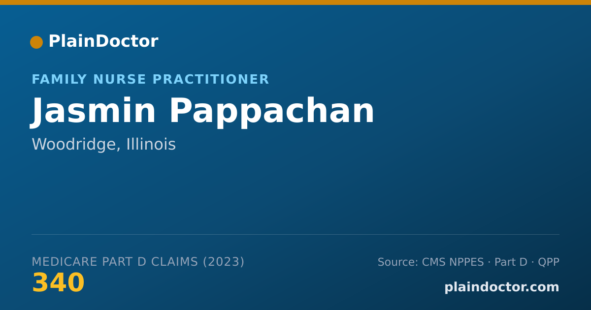 Shareable card for Jasmin Pappachan - Family Nurse Practitioner, Woodridge, IL