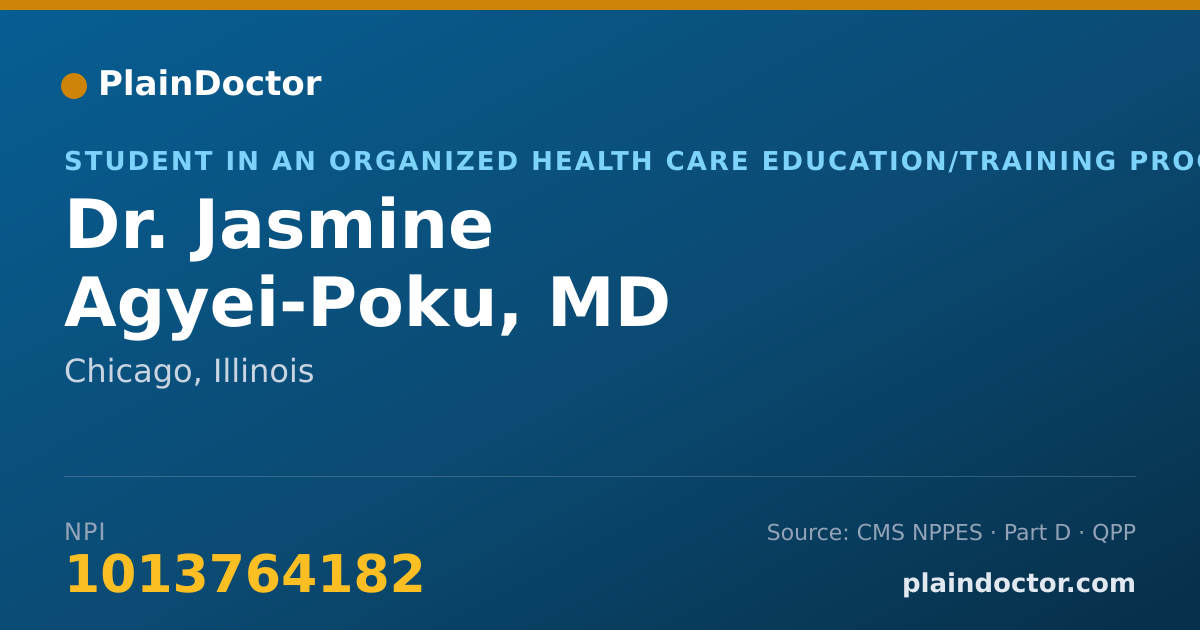 Shareable card for Jasmine Agyei-Poku, MD - Student in an Organized Health Care Education/Training Program, Chicago, IL