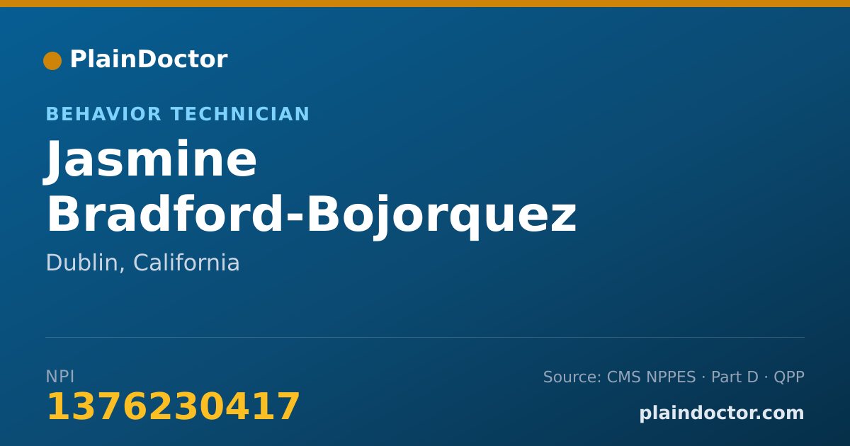 Shareable card for Jasmine Bradford-Bojorquez - Behavior Technician, Dublin, CA