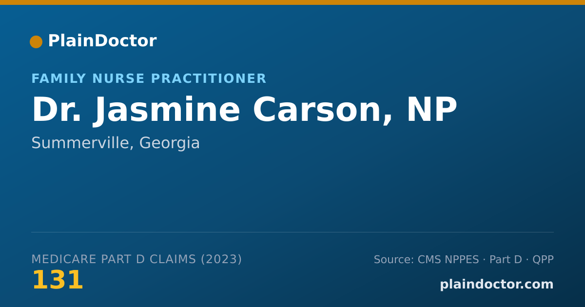 Shareable card for Jasmine Carson, NP - Family Nurse Practitioner, Summerville, GA