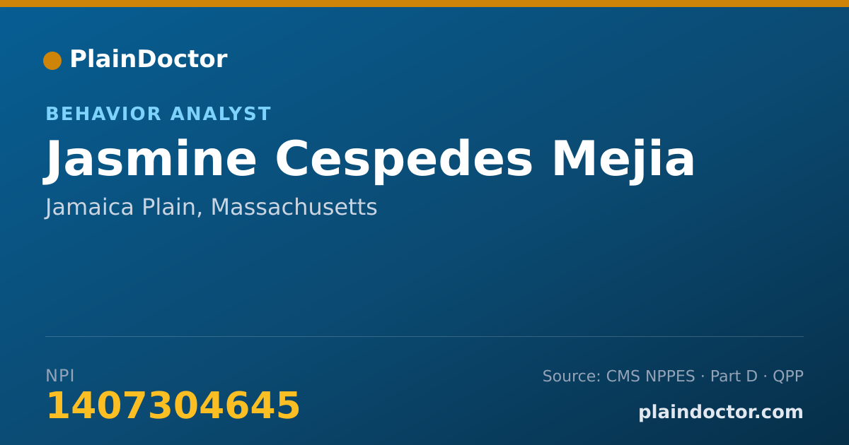 Shareable card for Jasmine Cespedes Mejia - Behavior Analyst, Jamaica Plain, MA