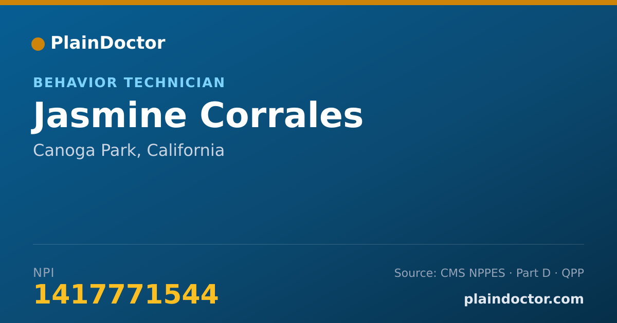 Shareable card for Jasmine Corrales - Behavior Technician, Canoga Park, CA