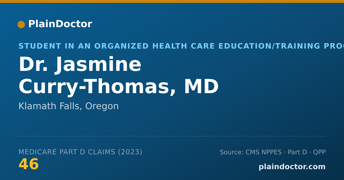 Shareable card for Jasmine Curry-Thomas, MD - Student in an Organized Health Care Education/Training Program, Klamath Falls, OR
